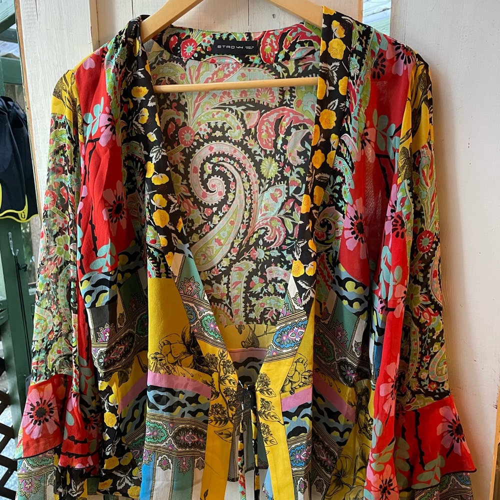 Etro it44 Etro Silk floral blouse top kimono - Picture 2 of 5